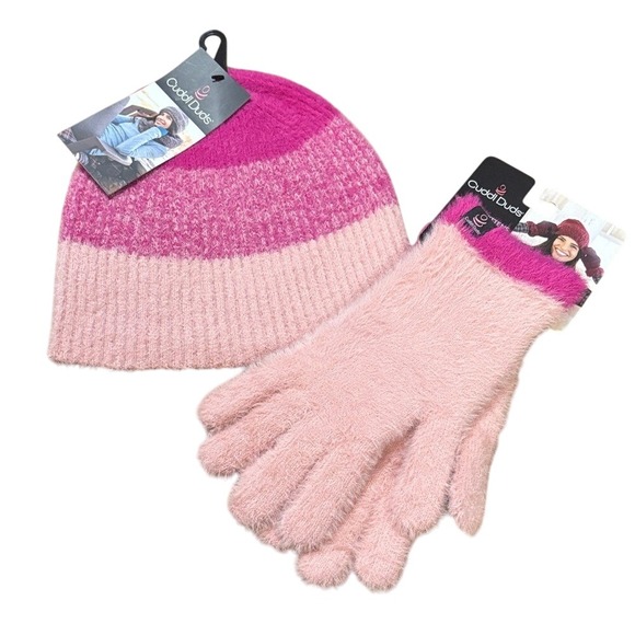 Cuddl Duds Accessories - Cuddl Duds Women"s Winter Beanie Hat and Glove Set Pink Fall/Soft OS NEW